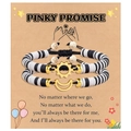 Pinky Promise card with two adjustable sun and moon beaded friendship bracelets for women - Couples Black White Gold Style (B00751)