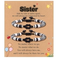 Braccialetti sorella fatti a mano in pasta polimerica con nodi su biglietto regalo - Sorella Nero