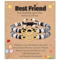 Friendship bracelet set with stainless steel sun and moon charms on braided cord - Best Friend Black White Gold Style (B00751)