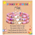 Coffret de trois bracelets en perles d'argile colorées avec breloques cœur et carte - Couples Multicolore (Ensemble)