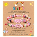 Set di bracciali a nodo concentrico con perle heishi colorate su carta regalo - Sorella Multicolore