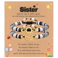 Detail of sun and moon charms on black and white heishi bead friendship bracelets - Besties Black White Gold Style (B00751)