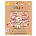 Detailed view of woven sun moon and star charm bracelets on a sister gift card - Besties Multicolor Silver Style Set (B00751)