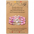 Three colorful clay bead bracelets with sun moon and star heart charms on a gift card - Heart Pattern Sun Moon And Star / 3-Pack / Colorful