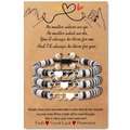 Lot de trois bracelets de vœux rayés avec breloques en cœur sur carte sentimentale - Carte à Tirer Noir et Blanc (Ensemble)