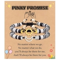 Pinky Promise sun and moon charms braided bracelets with black and white clay beads - Couples Black White Gold Silver Style (B00751)