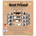 Trois bracelets d'amitié faits main avec perles rayées et pendentifs en cœur - Meilleur Ami Noir et Blanc (Ensemble)