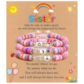 Bracelets d'amitié trois pièces en argile polymère avec pendentifs cœur soleil lune étoile - Sœur Multicolore Cœur