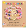 Detailed view of colorful clay heishi bead bracelets with sun, moon, and star charms - Couples Multicolor Gold Style Set (B00751)