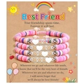 Lot de bracelets en perles Heishi arc-en-ciel avec breloques cœur sur carte cadeau - Meilleur Ami Multicolore (Ensemble)