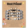 Lot de 3 bracelets d'amitié avec pendentifs soleil lune étoile sur carte cadeau - Meilleur Ami Noir & Blanc Cœur