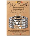 Détail de quatre bracelets d'amitié faits main avec cœurs et perles rayées noires et blanches - Carte à Tirer Noir et Blanc (Ensemble)