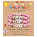 Lot de trois bracelets d'amitié avec pendentifs soleil lune et étoile sur carte - Meilleur Ami Multicolore Rond