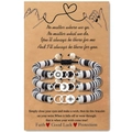 Set de 3 bracelets en argile polymère avec pendentifs soleil lune et étoile - Cercle Noir et Blanc