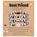 Detail view of handmade sun moon and star friendship bracelets with gift card - Best Friend Black White Silver Style Set (B00751)