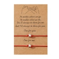 Red braided star pendant friendship bracelets on a kraft card with sentiment text - Red