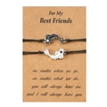 Close-up of magnetic yin-yang fish friendship bracelets on brown gift card packaging - Silver Bracelet / Silver