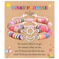Colorful polymer clay friendship bracelets set with silver sun and moon charms on card - Couples Multicolor Silver Style (B00751)