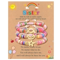 Three-piece sun moon star beaded woven bracelet set with charms on a sister card - Besties Multicolor Gold Style Set (B00751)