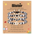 Three-piece black and white clay bead sister bracelets with sun moon and star charms - Besties Black White Silver Style Set (B00751)