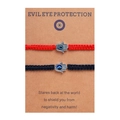 Bracelets tressés Main de Fatma avec œil maléfique sur carte en kraft - Noir + Rouge