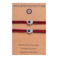 Détail macro des bracelets tressés avec main de fatma et porte-bonheur œil grec - Mélange Rouge Noir