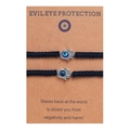 Détail de bracelets de protection Hamsa Hand et Evil Eye tressés noirs à la main - Noir