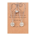 Magnetic stainless steel couple necklaces set with stick figure pendants on gift card - Stick Figure Magnetic Style (N00118)