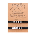 Handmade woven heart letter HIS and HERS couple bracelets set on a kraft card - HIS/HERS Letter (ZJ9376)