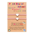 Mutter und Tochter Herz-Armbänder auf Back to School Geschenkkarte Set - Rosa Doppelset