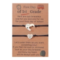 Detail view of heart mother daughter bracelets for the first day of school card gift. - Stainless Steel Mother Daughter Sun Moon Style