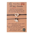3rd Grade First Day of School woven bracelets with elephant charms on a gift card - Stainless Steel Heart Elephant Style