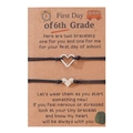 6th Grade back to school bracelets set with silver hearts on brown kraft message card - Stainless Steel Pointed Heart Style