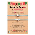 Blaues Back to School Armband-Set mit Stern-Anhängern auf Kraftpapier-Karte - Blaues Armband-Modell