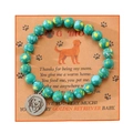 Détail du pendentif chien et des perles en pierre naturelle sur carte de fête des mères - Golden Retriever Turquoise Vert Bleu (B00542)