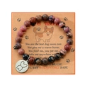 Détail du bracelet en perles de pierre naturelle avec pendentif Corgi en acier inoxydable - Corgi Zèbre Rose (B00542)