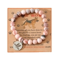 Détail du bracelet en pierre de marbre avec pendentif berger allemand en acier inoxydable - Berger Allemand Rose (B00542)