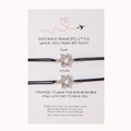 Passende Partnerarmbänder mit Sternanhänger aus Edelstahl auf einer Geschenkkarte - Sets / Silber/Schwarzes Seil