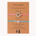 Pulseras mamá e hija de acero inoxidable con corazones en tarjeta regalo rosa y azul - Rosa + Azul