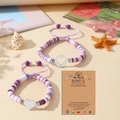 Bracelets mère-fille pour la rentrée scolaire avec perles colorées et breloque cœur - École / Violet