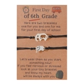 Bracelets tressés noirs ajustables avec breloques éléphant sur carte de 6ème année - Style Éléphant (B00490B Paire d'Éléphants)