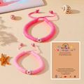 Bracelets en perles d'argile rose avec cœur sur carte cadeau Premier jour de maternelle - Rose Foncé Rose (Thème Maternelle)