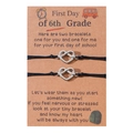 Bracelets de rentrée scolaire CM2 avec breloques cœur argentées et cordon noir - Style Cœur Infini en Alliage