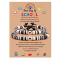 Détail de bracelets en perles Heishi noirs et blancs faits main avec breloque cœur - Noir Cœur Rouge (Thème École)