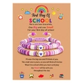 Bracelet en pâte polymère rose et violette avec cœur sur carte de rentrée scolaire - Violet (Thème École)