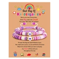 Ensemble de bracelets faits main en perles d'argile avec cœurs et carte de rentrée - Violet (Thème Maternelle)