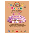 Détail de bracelets Pre-K en perles d'argile en forme de cœur sur carte cadeau - Violet (Thème Pre-K)