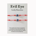 Détail de bracelets rouges mauvais œil à sept nœuds avec perles dorées - Ensemble deux pièces / Rouge
