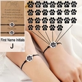 Détail de bracelets d'amitié tressés avec pendentif patte de chat et initiale - Style J (Personnalisation de l'Initiale)