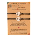 Handgefertigtes Smiley-Armbandset für Mutter und Tochter als Schulgeschenk - B00712 Zweisprachige Karte